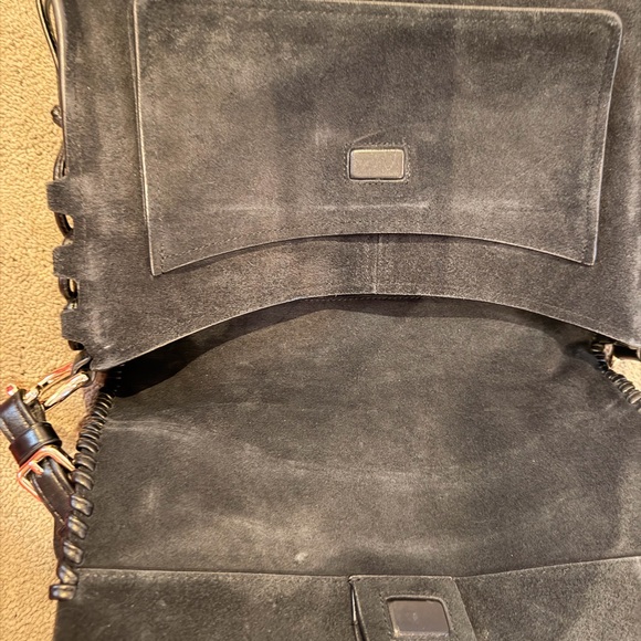 Stuart Weitzman Black Bag with Pearl Strap - Picture 4 of 5